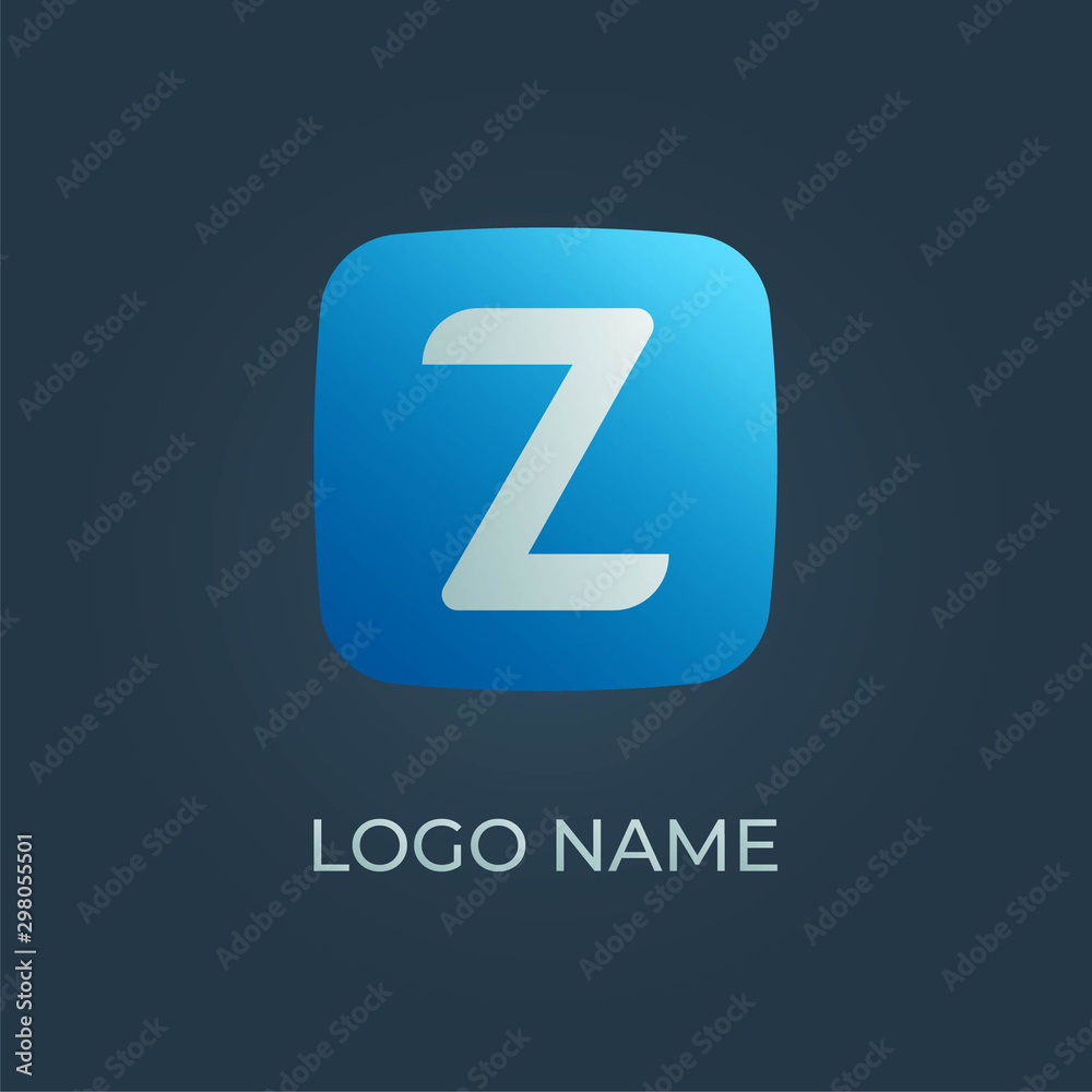 Letter Z on square logo isolated. Alphabet vector image Letter Z on square logo isolated. Alphabet vector image