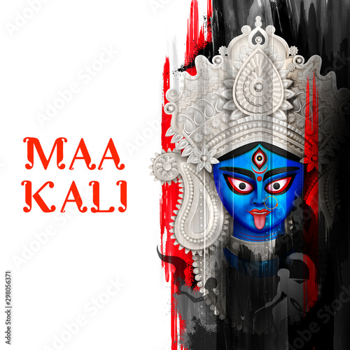 Fotografie illustration of Goddess Kali Maa on Diwali Kali Pooja background of India festiv
