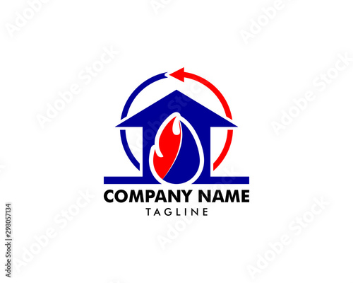 Free Download Heating and Air Conditioning House Logo Template Design - GFXLoad