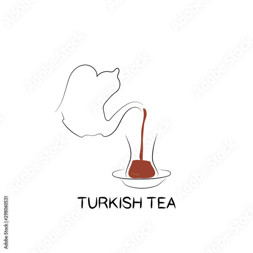 Turkish tea line icon