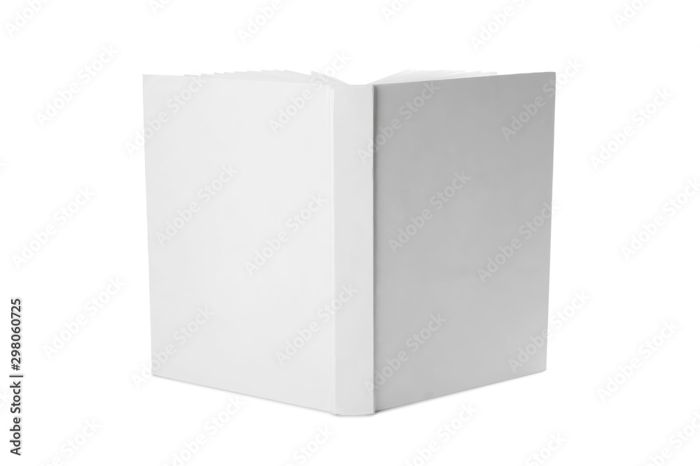 Mock up of hardcover book on white background Mock up of hardcover book on white background