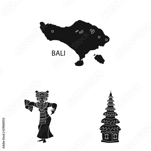 Vector design of and traditional icon. Set of and bali stock symbol for web.