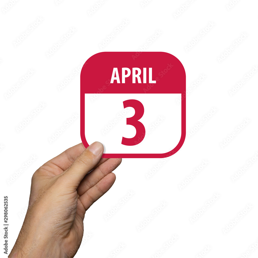 april 3rd. Day 3 of month,hand hold simple calendar icon with date on white background. Planning. Time management. Set of calendar icons for web design. spring month, day of the year concept april 3rd. Day 3 of month,hand hold simple calendar icon with date on white background. Planning. Time management. Set of calendar icons for web design. spring month, day of the year concept