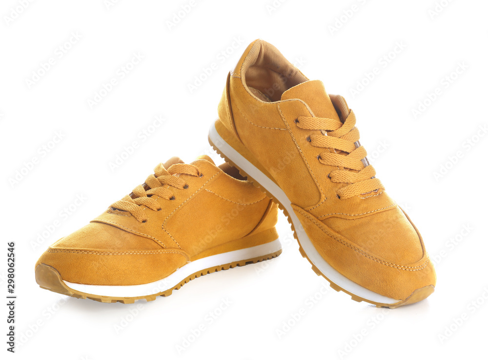 Pair of stylish shoes on white background Pair of stylish shoes on white background