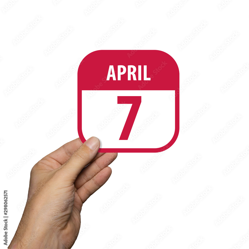 april 7th. Day 7 of month,hand hold simple calendar icon with date on white background. Planning. Time management. Set of calendar icons for web design. spring month, day of the year concept april 7th. Day 7 of month,hand hold simple calendar icon with date on white background. Planning. Time management. Set of calendar icons for web design. spring month, day of the year concept