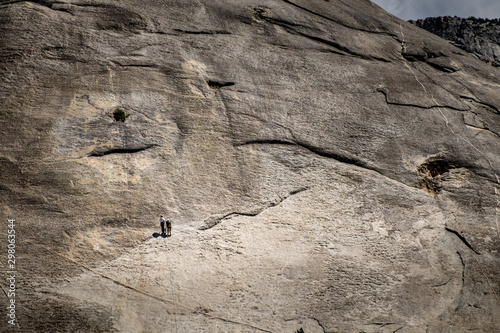 Climbers attempt to climb in Yosemite National Park photo