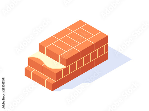 Vector isometric masonry items in flat style