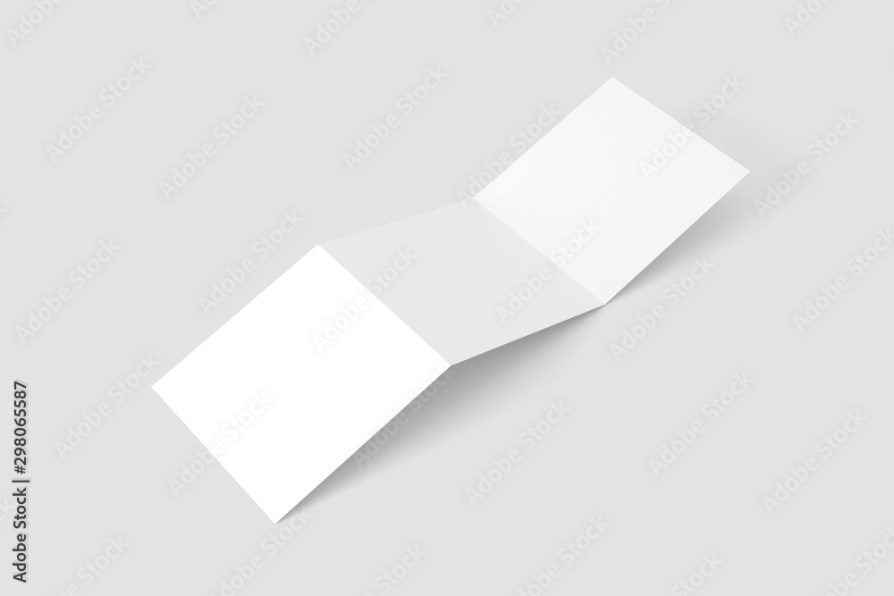 Square Z Fold Trifold Blank Mockup Square Z Fold Trifold Blank Mockup