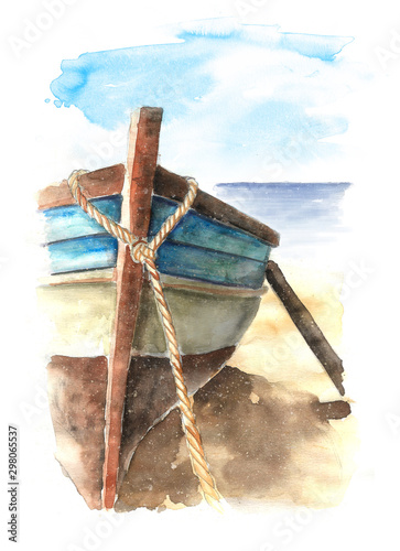 boat watercolor