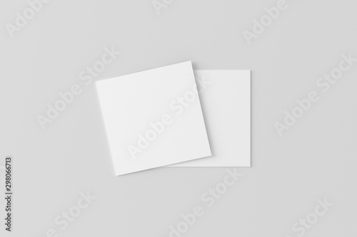 Square Business Card White Blank Mockup © Threedy Artist