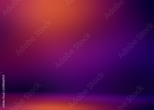 Purple violet red gradient blurred 3d background. Dark room illustration. Abstract wall and floor. Studio interior.