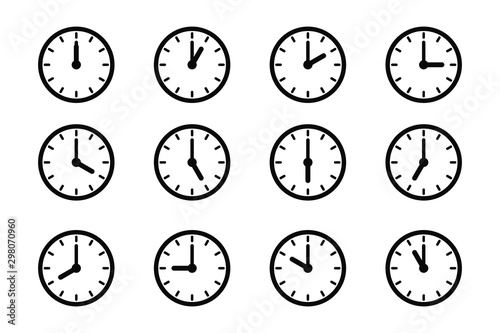 Set of clock icon, isolated icons