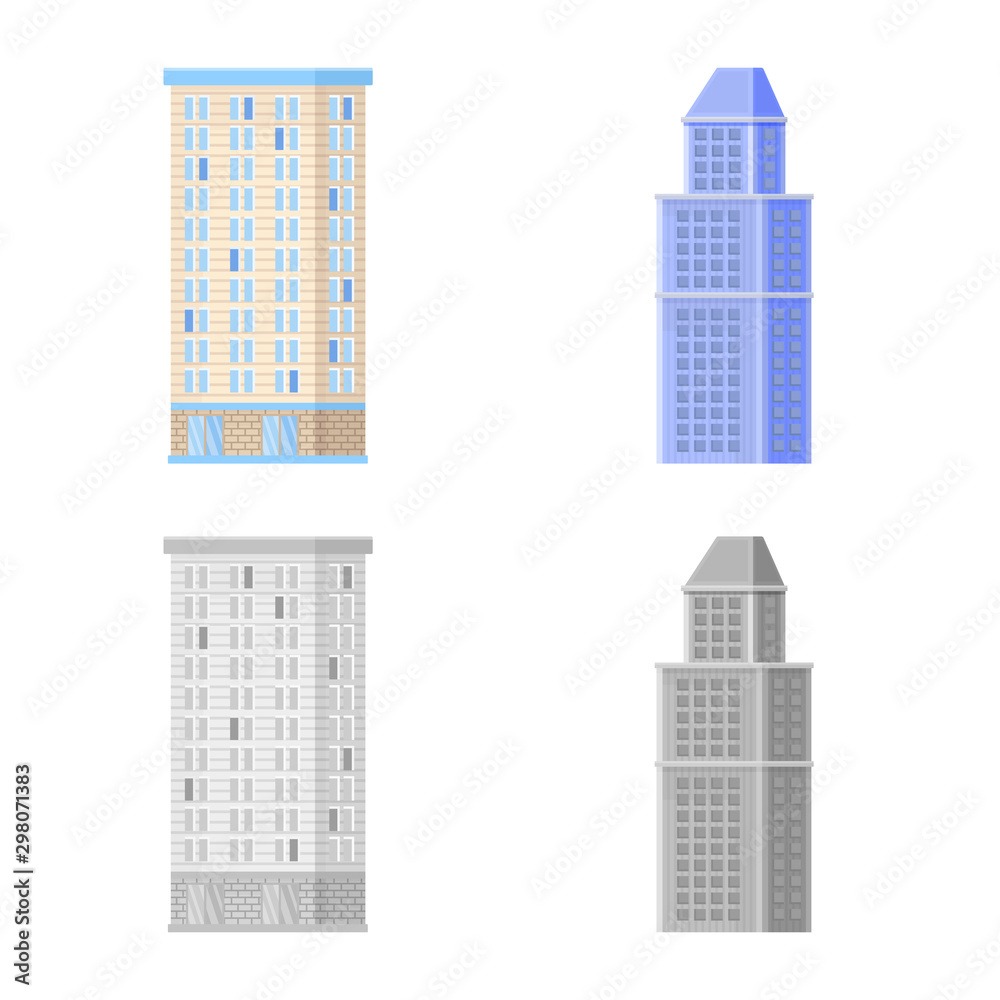 Vector design of municipal and center symbol. Set of municipal and estate vector icon for stock.