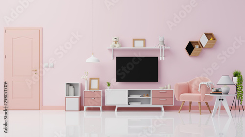 Interior poster mock up living room with colorful white sofa . 3D rendering.