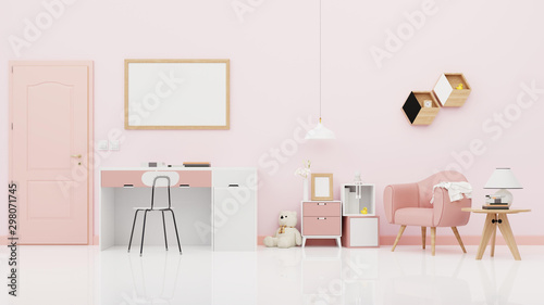 Interior poster mock up living room with colorful white sofa . 3D rendering.