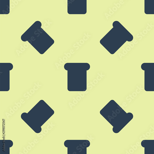 Blue Bread toast for sandwich piece of roasted crouton icon isolated seamless pattern on yellow background. Lunch, dinner, breakfast snack. Vector Illustration