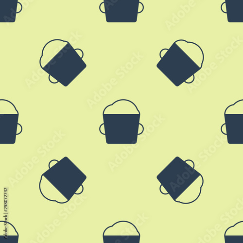 Blue Bakery bowl dough icon isolated seamless pattern on yellow background. Vector Illustration