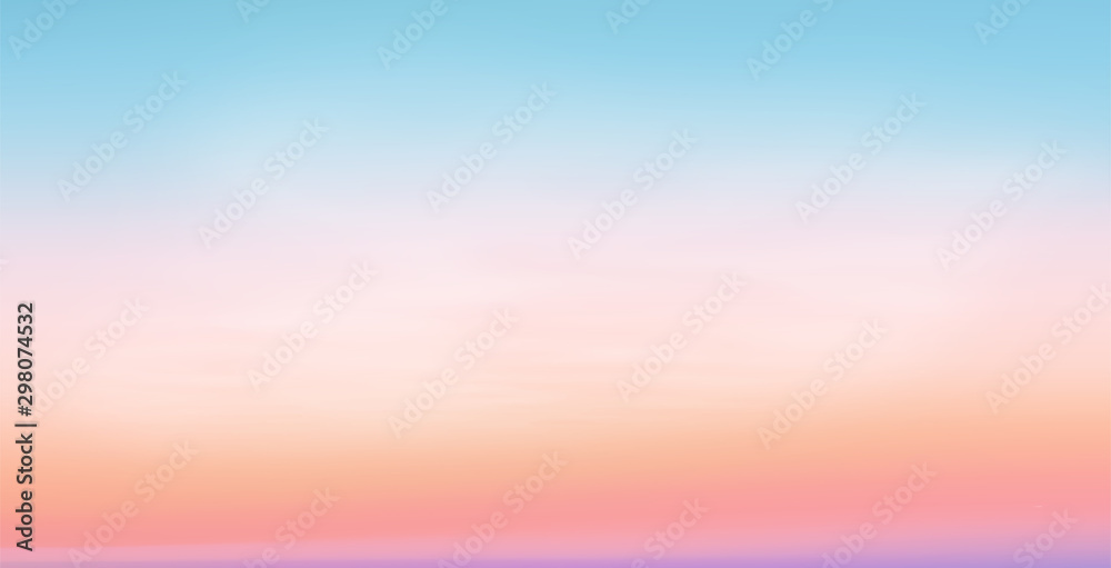 Pastel colors vector romantic sunrise sky background - obrazy, fototapety, plakaty 