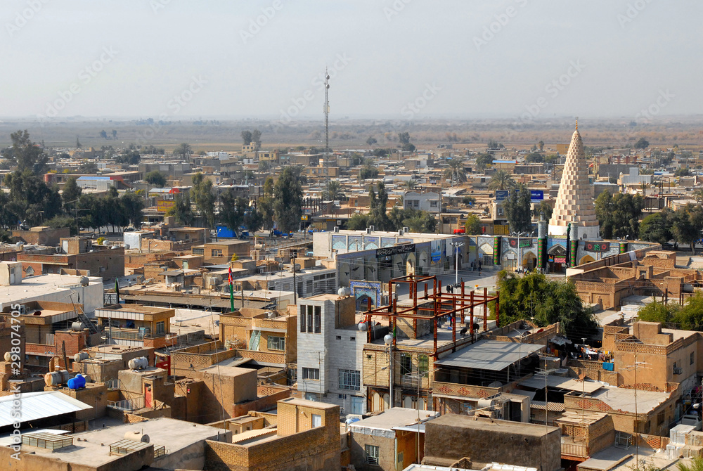 Panorama of modern Shush and view at Tomb of Daniel. Iran.