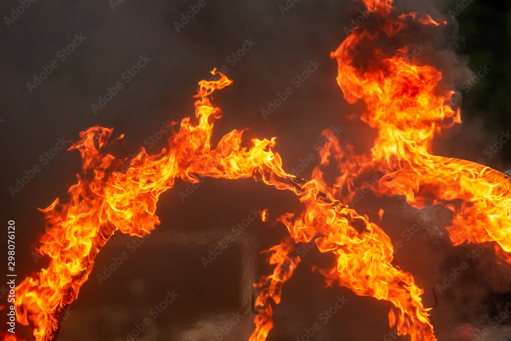 Burning hoop in nature Burning hoop in nature
