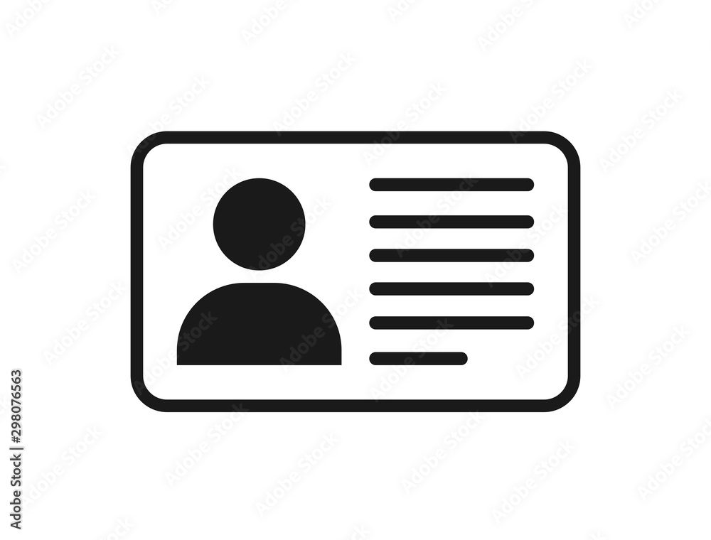 Identification card icon. Id card icon in flat style. Vector illustration Stock Vector