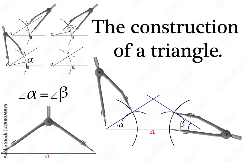 Building a triangle using two angles and one side, using the compass we build the angles. Building a triangle using two angles and one side, using the compass we build the angles.