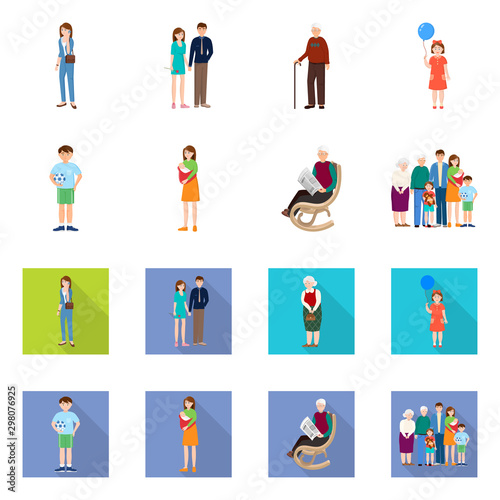 Vector design of character and avatar icon. Set of character and portrait stock symbol for web.