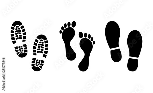 Footsteps icon set. Shoes footsteps vector sign. Vector illustration