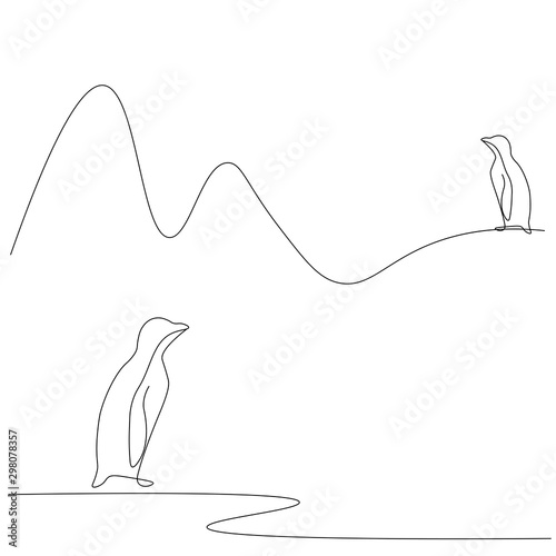 Antarctic landscape with penguins, vector illustration