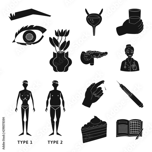 Vector illustration of healthcare and medicine icon. Set of healthcare and diabetes vector icon for stock.