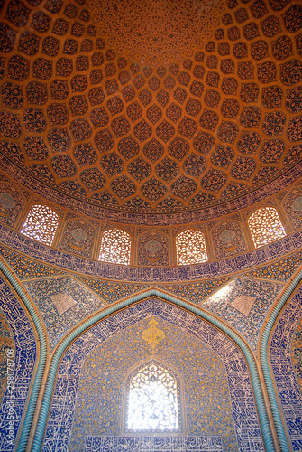 Interior of Sheikh Lotfollah mosque. Esfahan, Iran.
