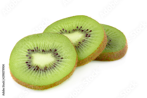 Half and Slice kiwi fruit isolated on white background.
