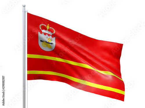 Smolensk oblast  Federal subject of Russia  flag waving on white background  close up  isolated. 3D render
