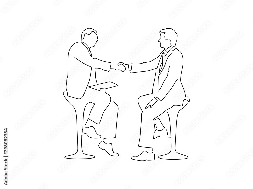 Business people isolated line drawing, vector illustration design. People using technology collection.