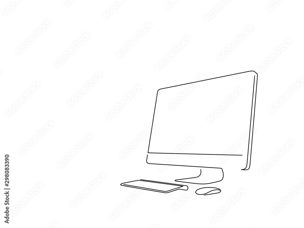 Computer isolated line drawing, vector illustration design. People ...
