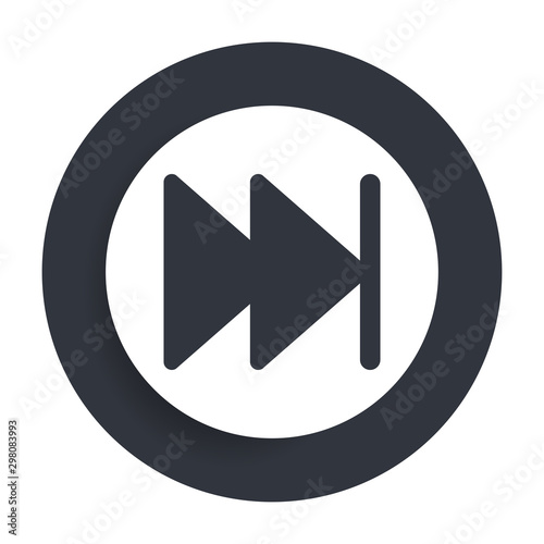 Next track playlist icon flat vector round button clean black and white design concept isolated illustration