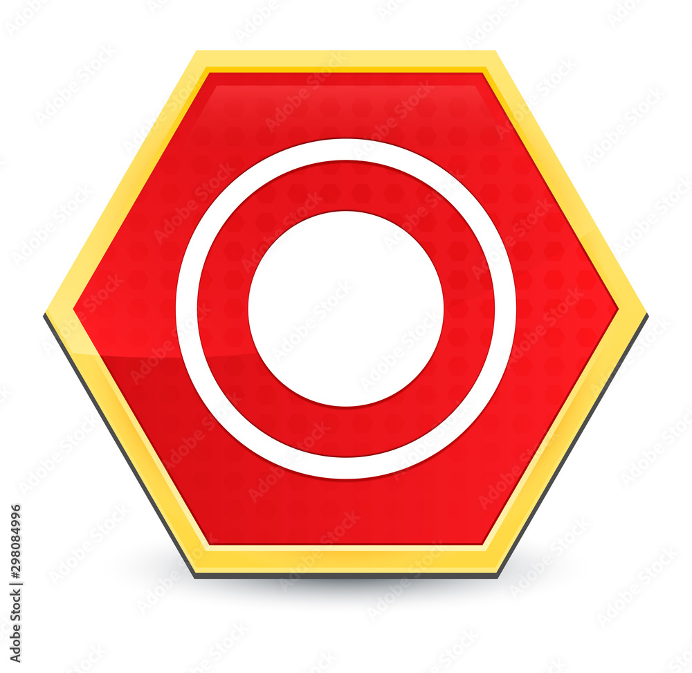 Record icon abstract red hexagon button bright yellow frame elegant design Record icon abstract red hexagon button bright yellow frame elegant design