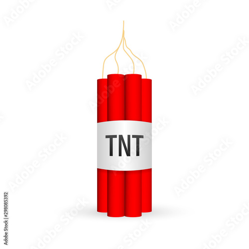 Red dynamite pack with electric time bomb, TNT. Vector stock illustration.