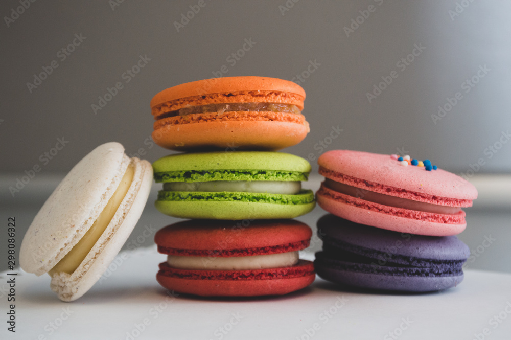 colorful macaroons on white background colorful macaroons on white background