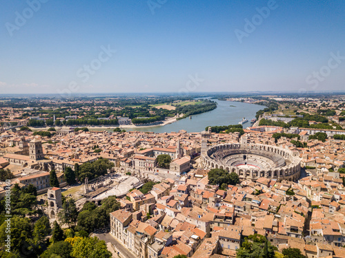 Fotografie, Obraz Aerial View of Arles Cityscapes, Provence, France
