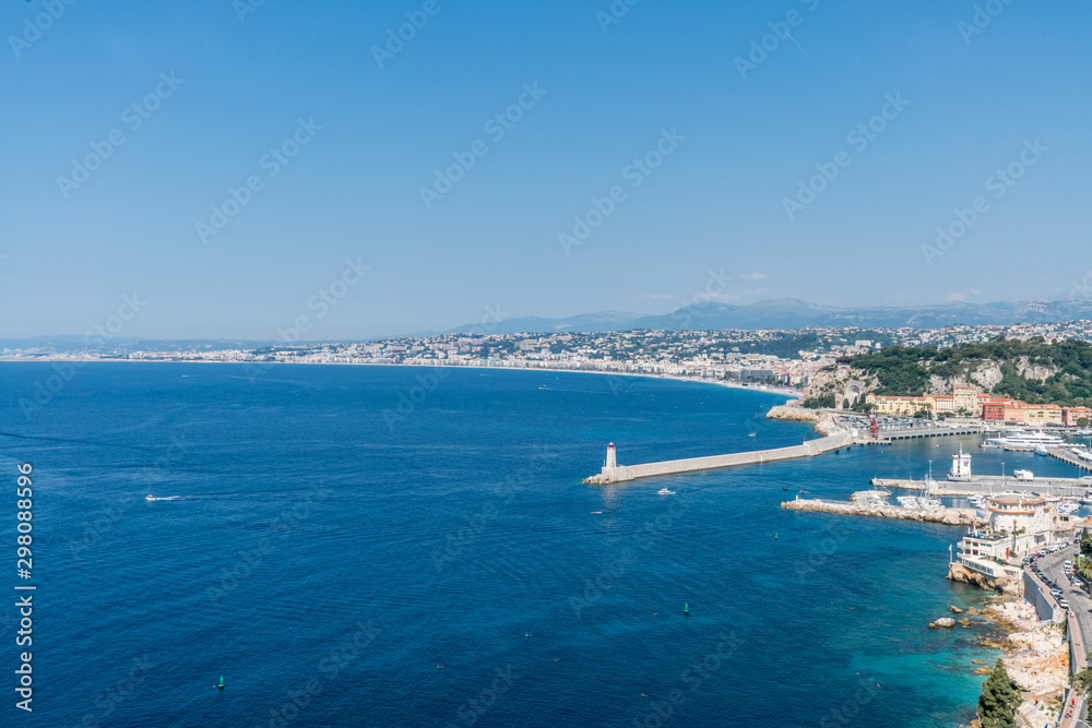 Aerial View of Harbor at Nice, Villefranche-sur-Mer, France