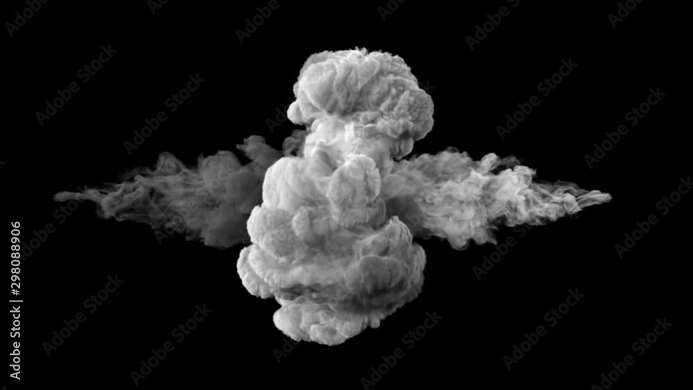 Fighting, a symbol of good and evil. The collapse of smoke in slow motion on a black background.