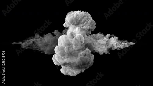 Fighting, a symbol of good and evil. The collapse of smoke in slow motion on a black background.