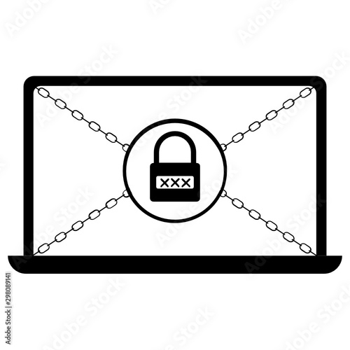 Laptop got ransomware malware  concept vector cryptovirology  Icon design