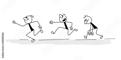 Doodle stick figure: Running men- Vector