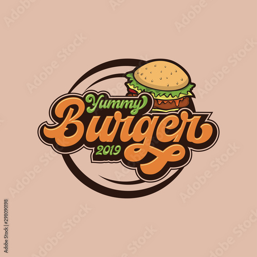 colored burger logos with lettering