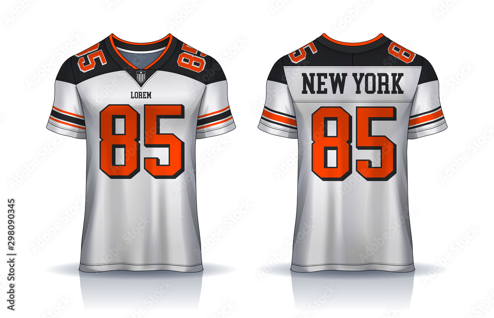 American Football jersey,t-shirt sport design template.uniform front and  back view. Stock Vector | Adobe Stock