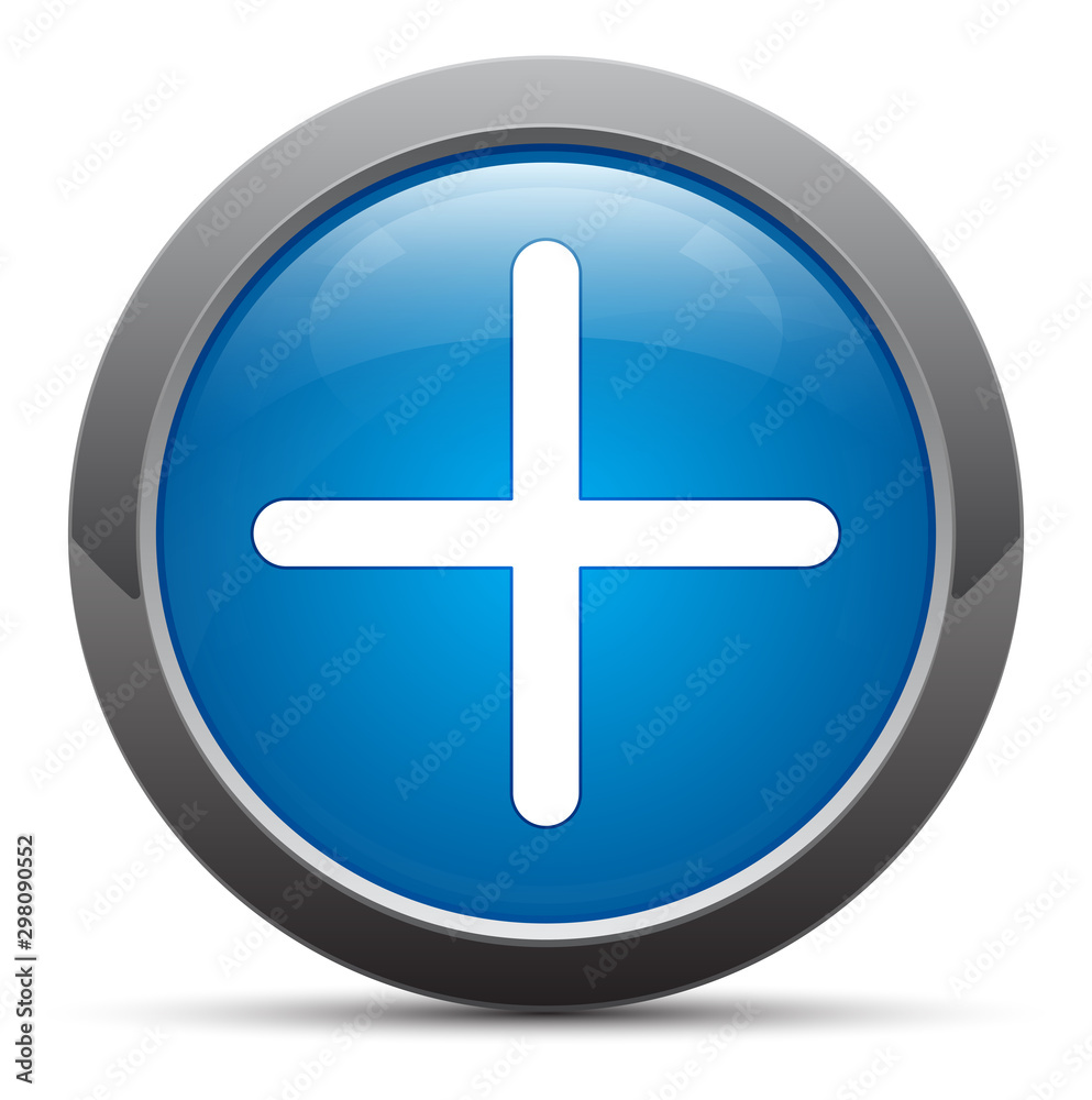 Fototapeta premium Plus icon premium blue round button vector illustration