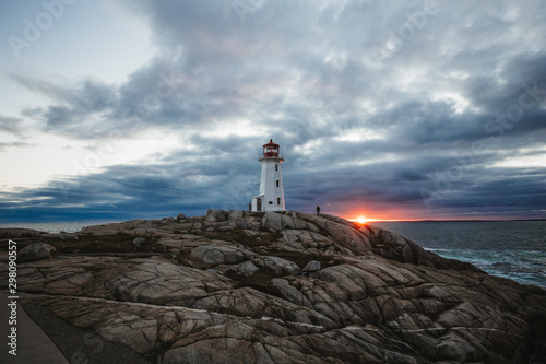 The most beautiful lightouse Peggys cove during the sunset time