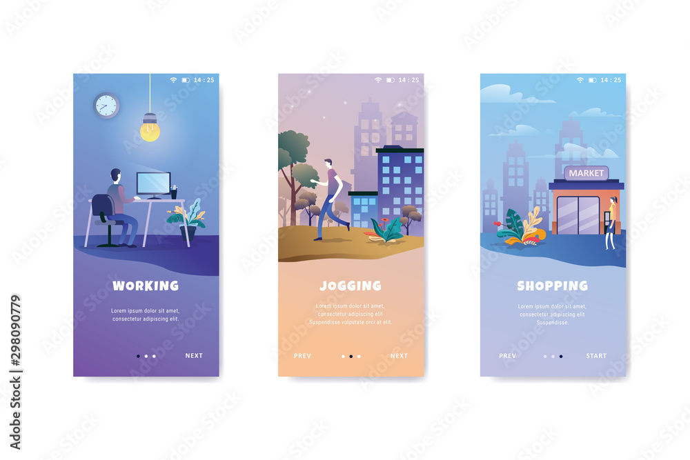 set onboarding screens user interface kit template Stock Vector | Adobe ...